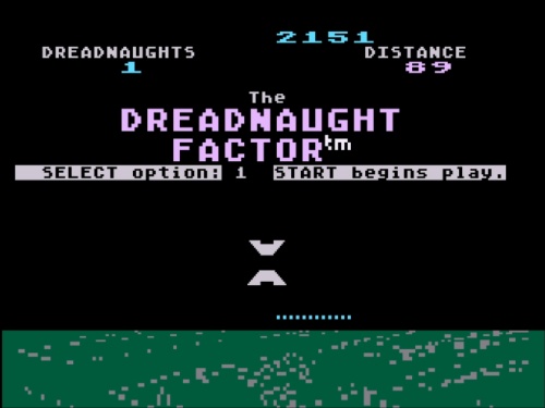 Title Screen of The Dreadnaught Factor for Atari 8 Bit
